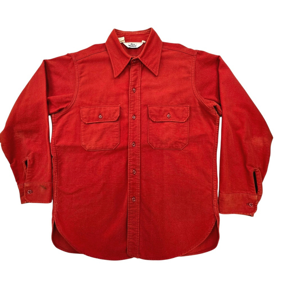 Vtg Americana Workwear Woolrich Chamois Shirt Men’s L Red Heavyweight Heritage - Picture 1 of 13